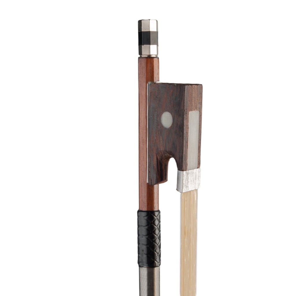 4/4 Violin Bow Rosewood Bowstick Ebony Frog Sheep Leather Wrap with Mongolia Horse Hair Strings Accessories