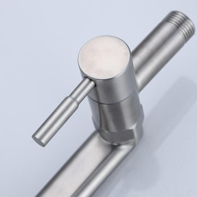 Wall Mount Kitchen Single Cold Faucet 304 Stainless Steel Into The Pool Fast Open With Long Tap Bocks Mop Washing Machine