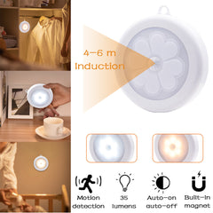 Round Motion Sensor Night Light Infrared Sensor Cabinet Stair Lamp