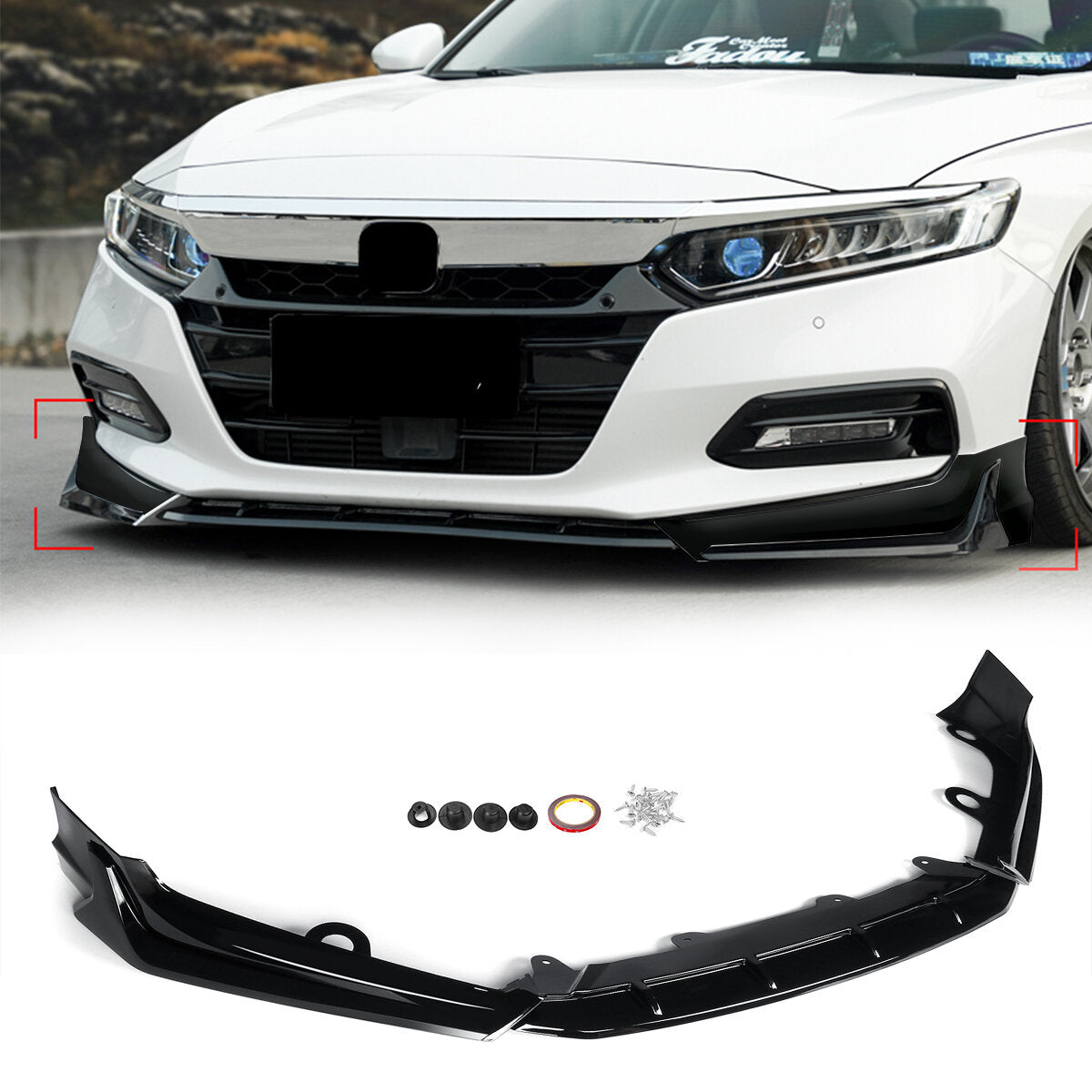 Front Bumper Lip Splitter Kit Car Spoiler Gloss Black