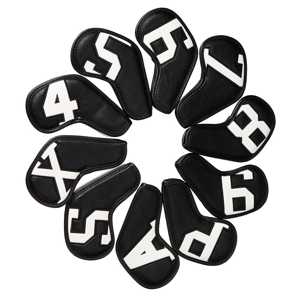 10pcs PU Leather Cover For Golf Clubs Iron Head Protector Set