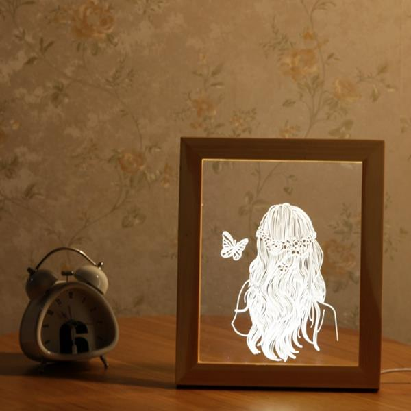 3D Photo Frame Illuminative LED Night Light Wooden Girl Christmas USB Lamp