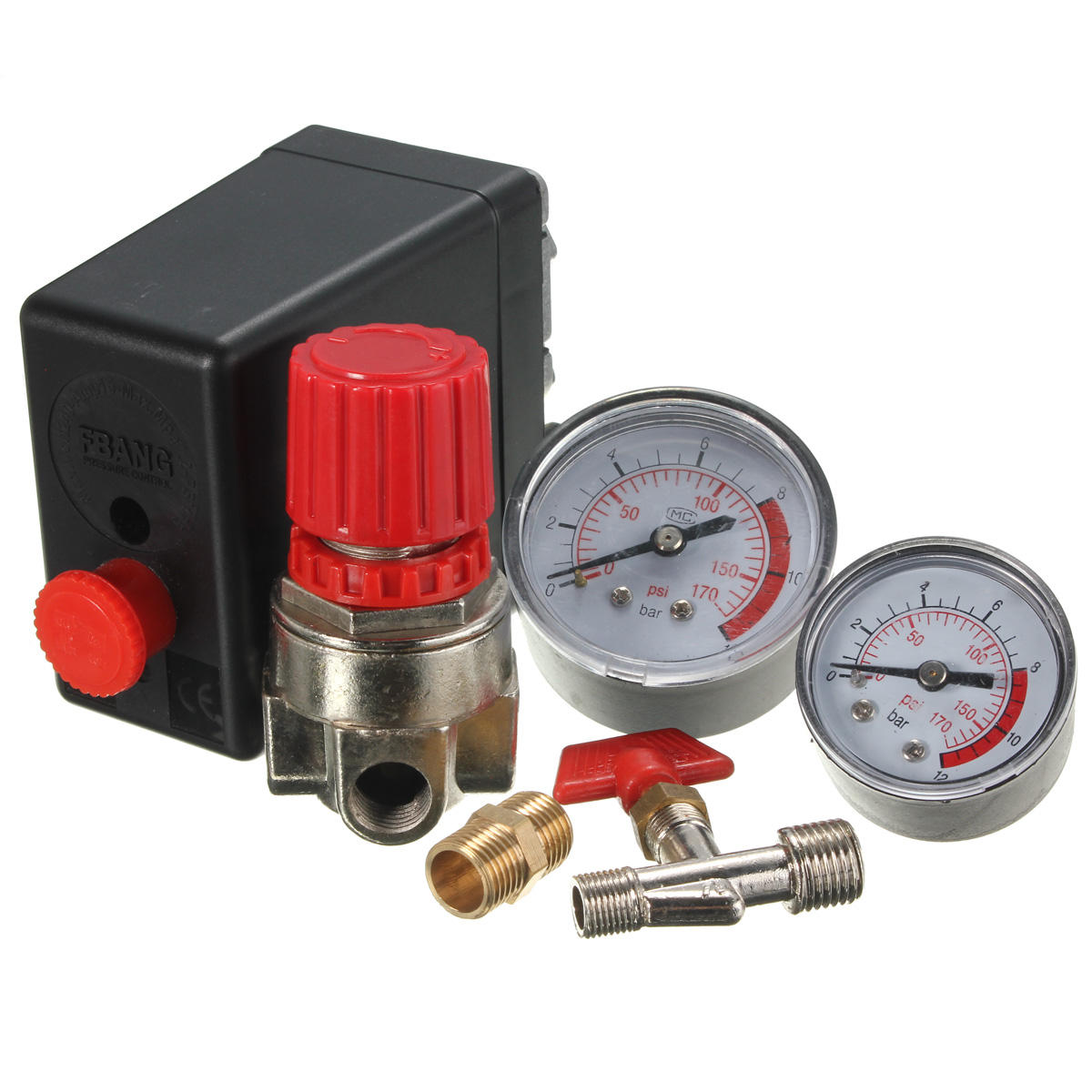 Air Compressor Pressure Switch Air Valve Manifold Compressor Regulator Gauges 240V 7.25-125PSI
