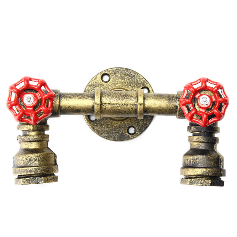 Retro Wall Lamp Industrial Iron Dual Water Pipe Shape Sconce Light Fixture Fitting Home Decor