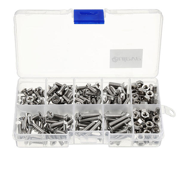 M4SP2 M4 Stainless Steel Phillips Flat Head Screws Bolts Nuts Assortment Kit 250Pcs