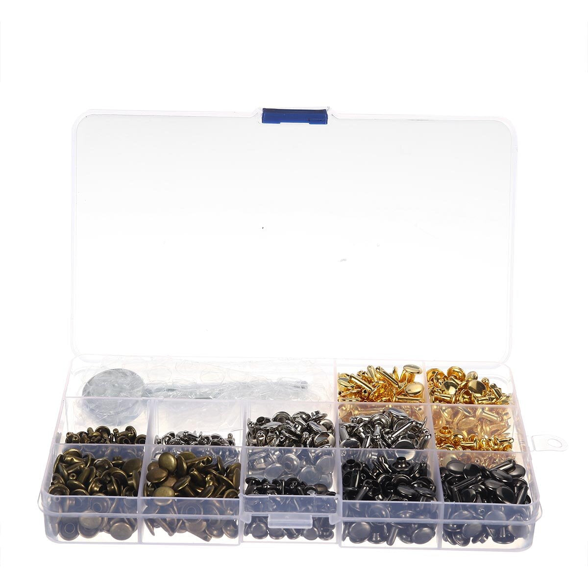 420+3 Sets Leather Craft Double Cap Rivets Tubular Metal Studs Fixing Tools Kit