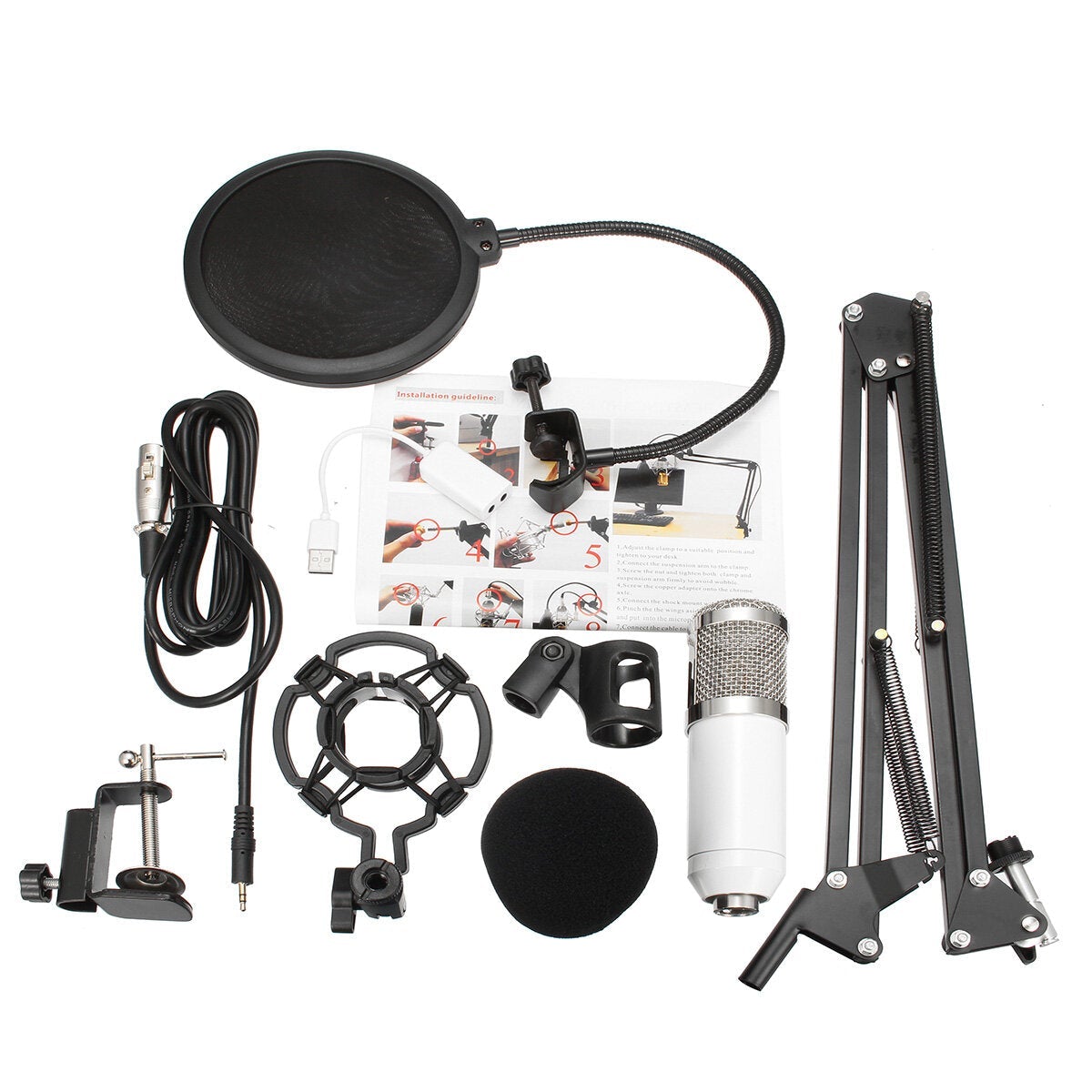 Computer Wired Recording Microphone Shock Mount Set Sound Studio Audio