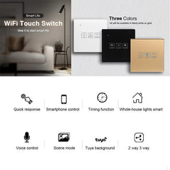 WiFi Curtain Switch EU Standard Smart Touch Switch Compatible with Alexa Google Home