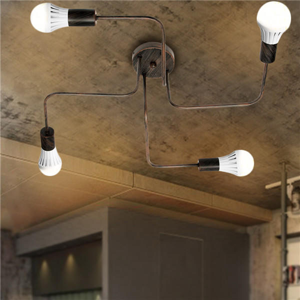 4Heads Vintage Industrial Chandelier Pendant Light Metal Flush Mount Ceiling Lamp AC110-240V