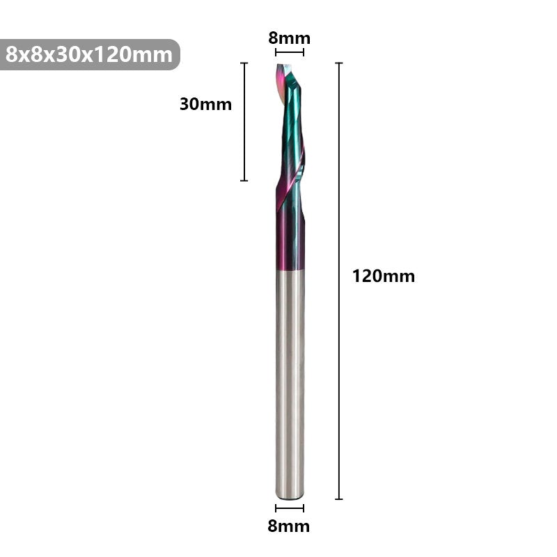 HSS Milling Cutter 8mm Super Coated Single Flute End Mill for Aluminum Door Window Cutting CNC