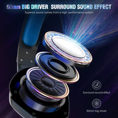 Gaming Headphones RGB Light Noise Cancelling Surround Sound Gaming Wired Headsets with Mic