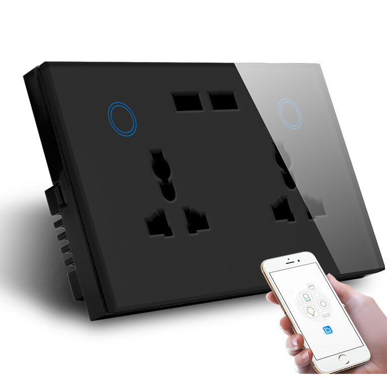 Smart WiFi Switch Double Universal Outlet with USB Compatible with Alexa and Google Home Power Metering Functioon 147mm*86mm