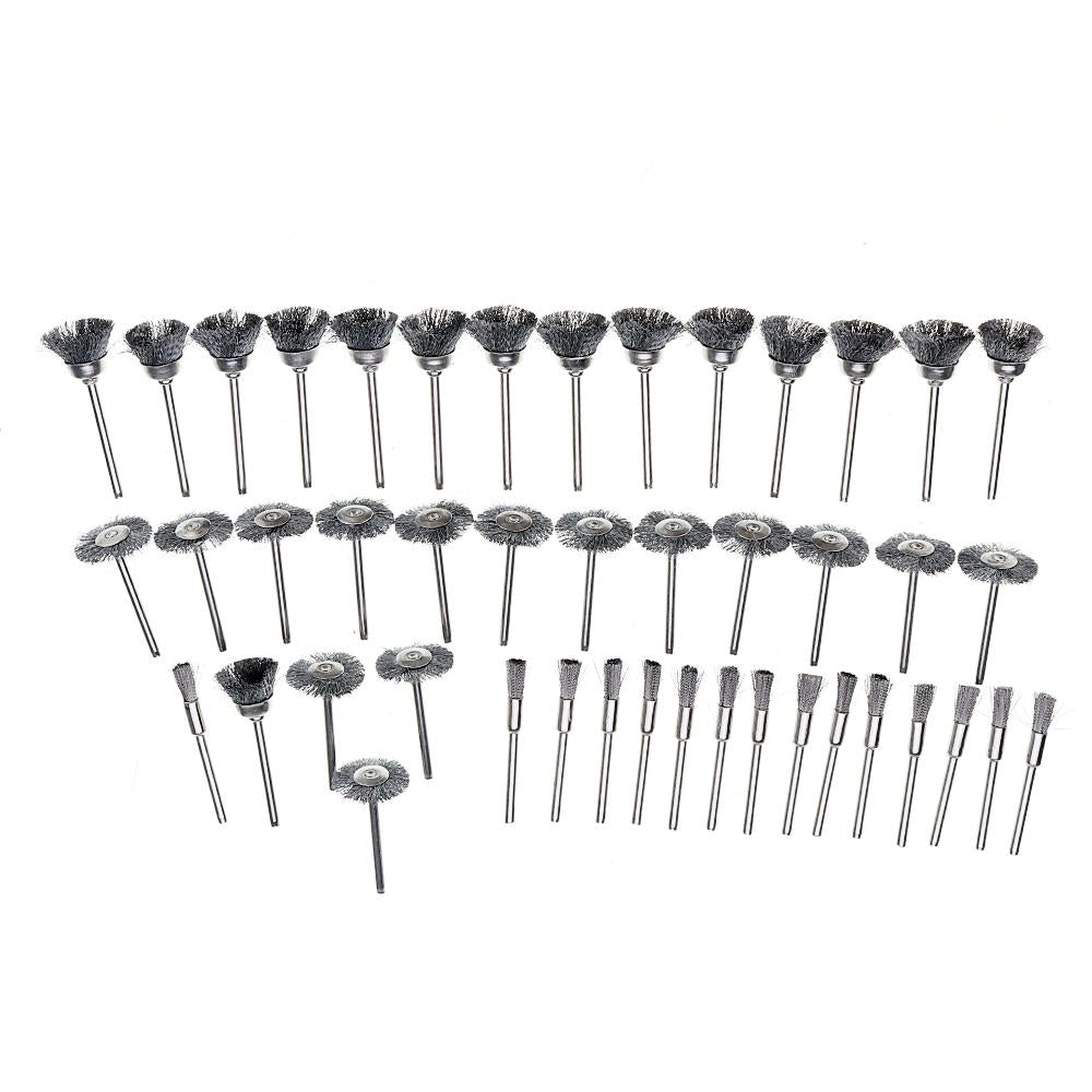 45pcs 3mm Shank Stainless Steel Wire Brush Polishing Wheel for Rotary Tool