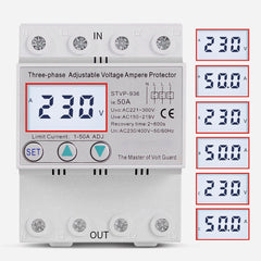 Multifunctional Over Under Voltage and Over Current Protection Device Automatic Recovery Voltage Relay,230V AC 63A