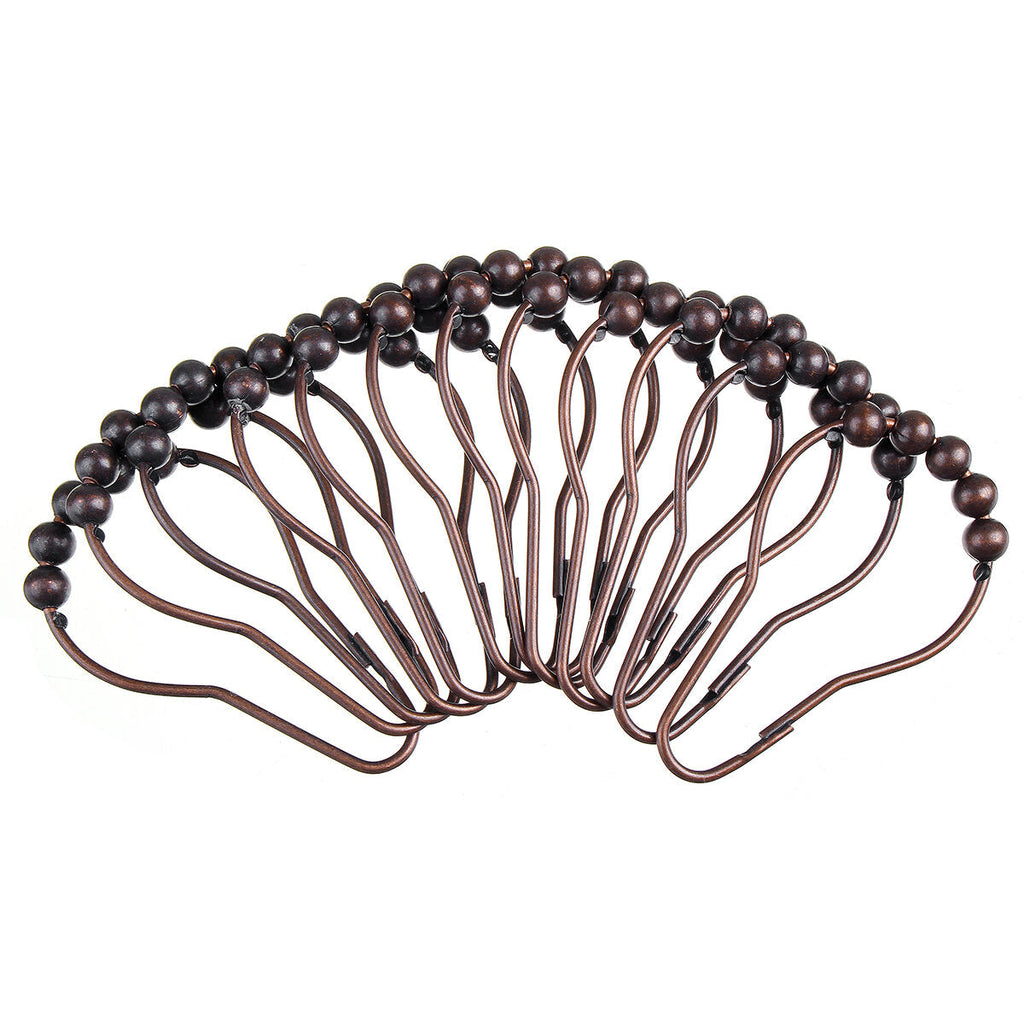 12Pcs Stainless Steel Shower Curtain Hooks Rings Rods For Bathroom