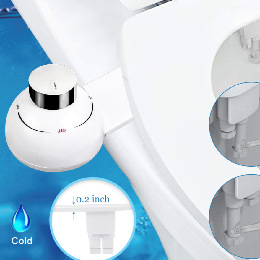 Ultra Thin Non-Electric Bidet Toilet Seat Dual Nozzle Sprayer