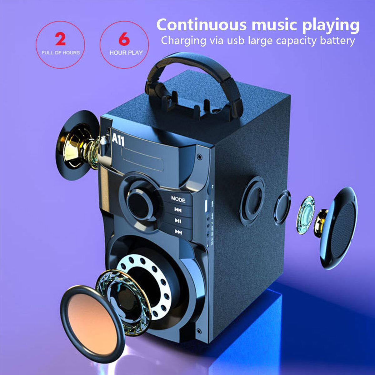 Wireless Bluetooth Speaker Stereo Subwoofer Bass Speakers Music Studio Support FM AUX