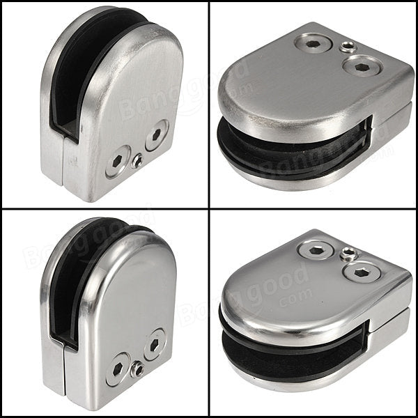 2Pcs Stainless Steel 304 Glass Clip Clamp Holder Flat for Handrail Window