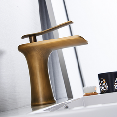 Bathroom Basin Waterfall Faucet Hot Cold Mixer Tap Single Hole Handle Sink Modern Vanity