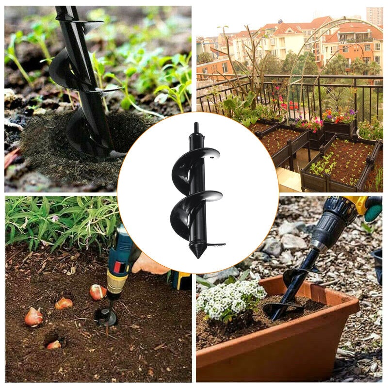4x22cm to 8x60cm Garden Auger Small Earth Planter Drill Bit Post Hole Digger Earth Planting Auger Drill Bit for Electric Drill