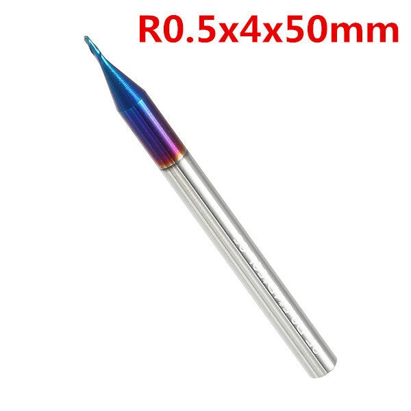 R0.5-R3 2 Flutes Tungsten Carbide End Mill HRC65 NACO Coated Ball Nose Cutter