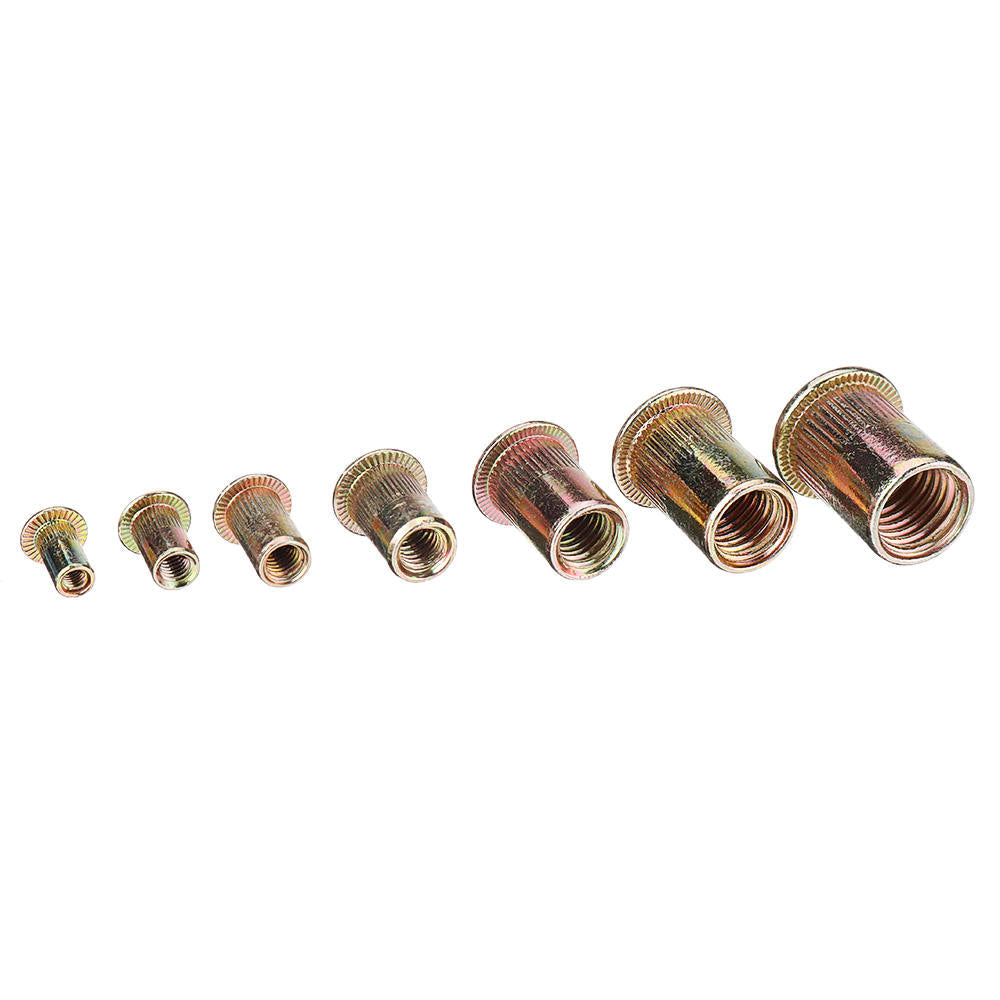 190Pcs M3/M4/M5/M6/M8/M10/12 Carbon Steel Zinc Plated Rivet Nut Threaded Countersunk Head Insert Nut Tool Kits