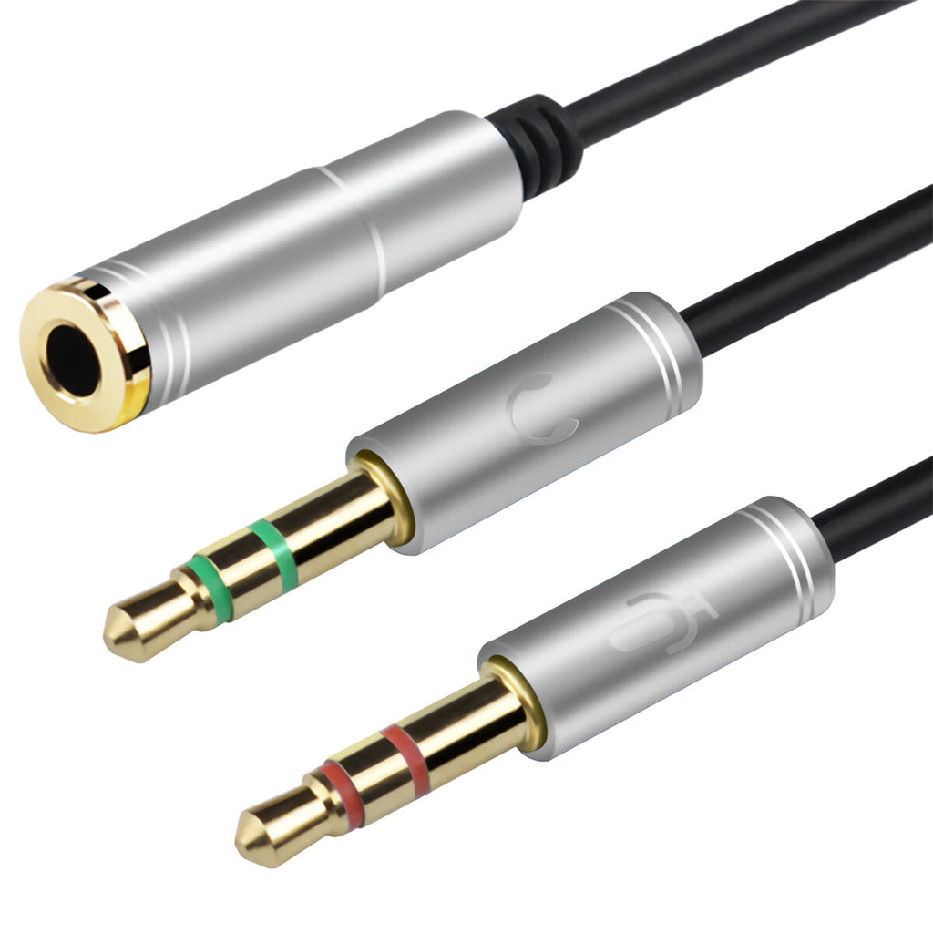 3.5mm Earphone Headset Splitter Cable Stereo 3.5mm Female to 2 * 3.5mm Male for PC Laptop Microphone Audio
