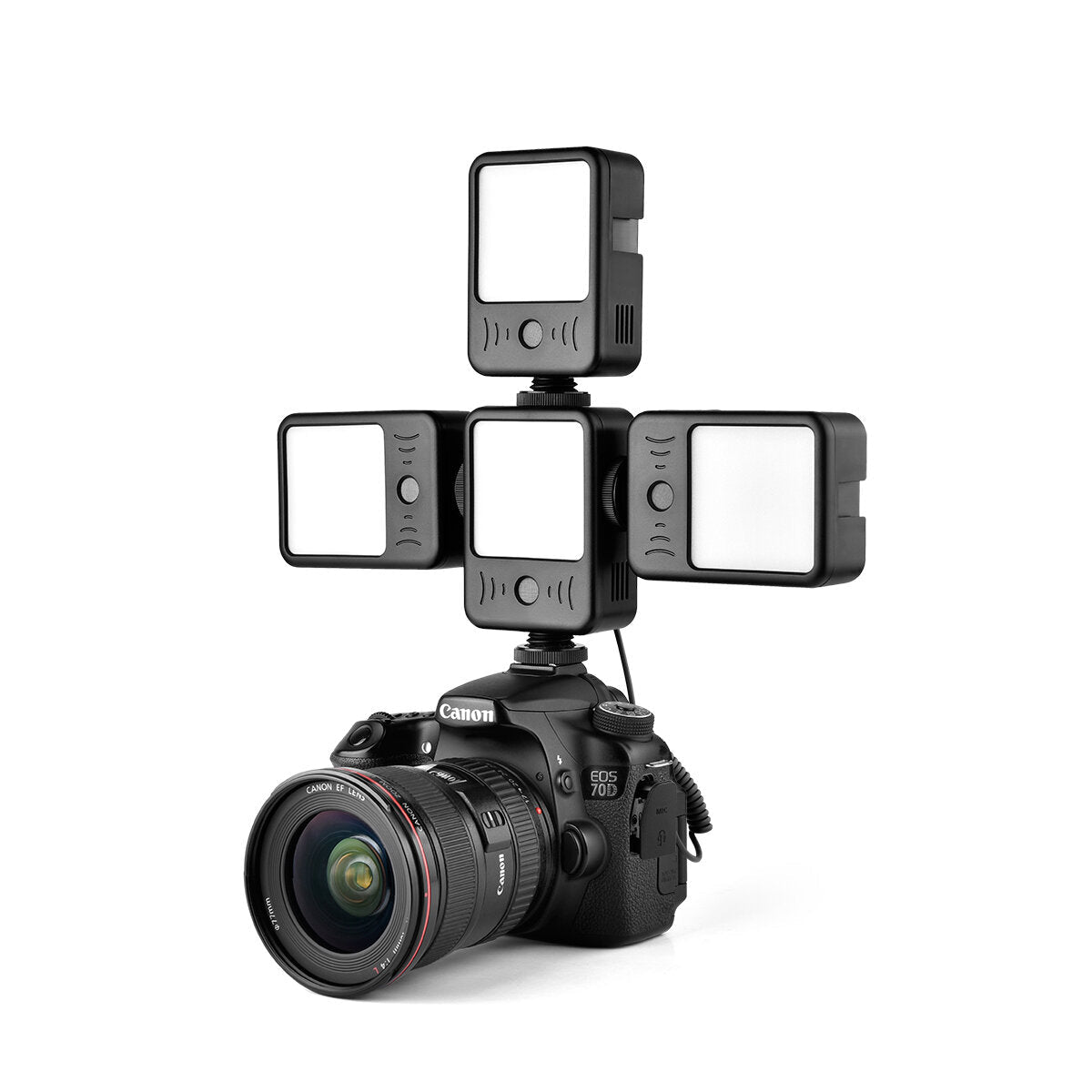 2-In-1 Microphone Fill Light Burner 49 LED Recording Noise Reduction 2000mAh Wired Mic for Photography Interview Broadcast Vlog YouTube