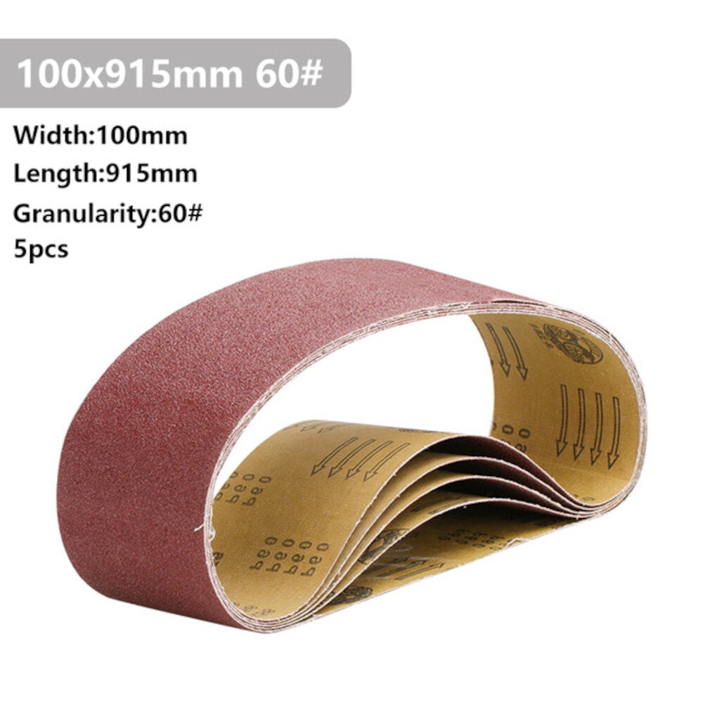 5Pcs 915x100mm 40 to 400 Grit Sanding Belt for Flush Belt Machines Polishing Grind Machine