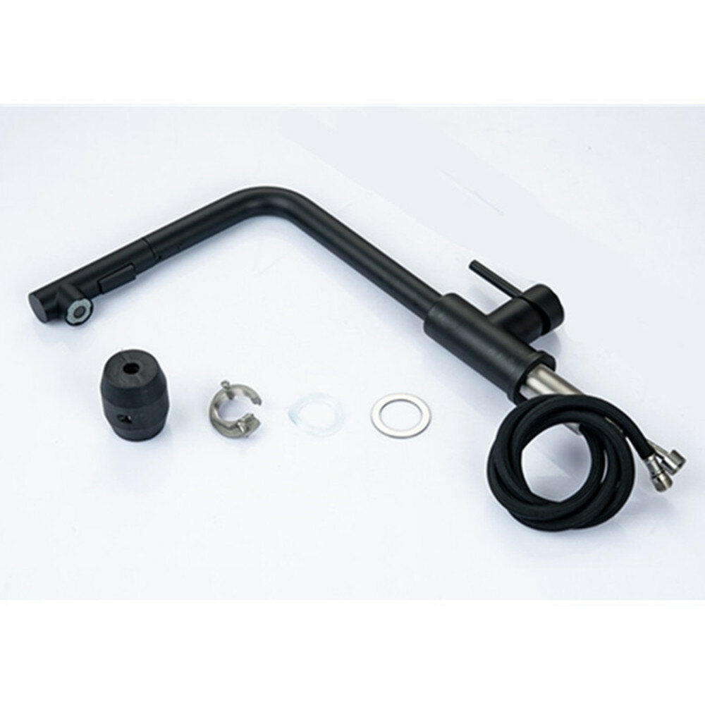 Matte Black Stainless Steel Faucet For Kitchen Sink Single Lever Pull Out Spring Spout Mixers Tap Hot Cold Water