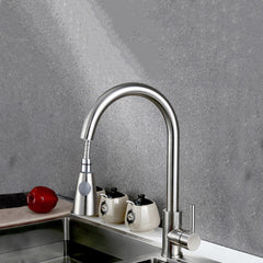 Kitchen Basin Sink Pull Out Faucet 360 Rotatable Drawing Down Sprayer Tap Hot & Cold Water Mixer Single Handle Copper Lead-Free Deck Mount