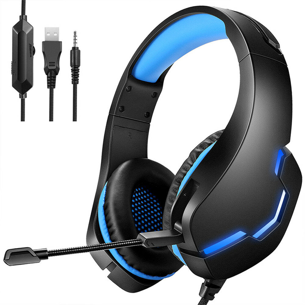 Gaming Headset 3.5mm+USB 40mm Drive Wired Stereo RGB Game Headphone with Mic LED Light for Computer PC Gamer