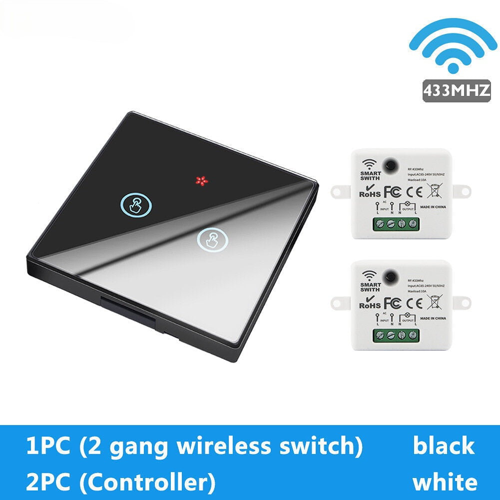 Touch Wireless Wall Switch EU Type 86 Smart Switch Wifi Controller Remote/Switch Control for Smart Home Compatible with Alexa Google Smart Home