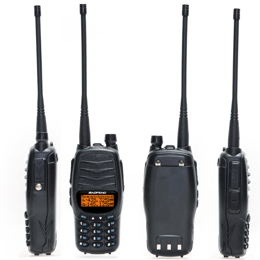 Walkie Talkie Triple 10W Dual PTT VHF UHF Dual Band Ham CB Radio Two Way Audio Black