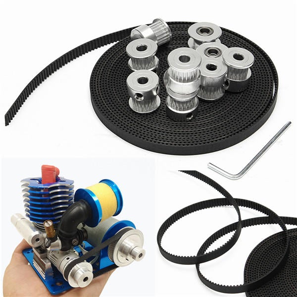8pcs 20T Bore 5mm Timing Pulley with 5m Belt and 2pcs Tensioner