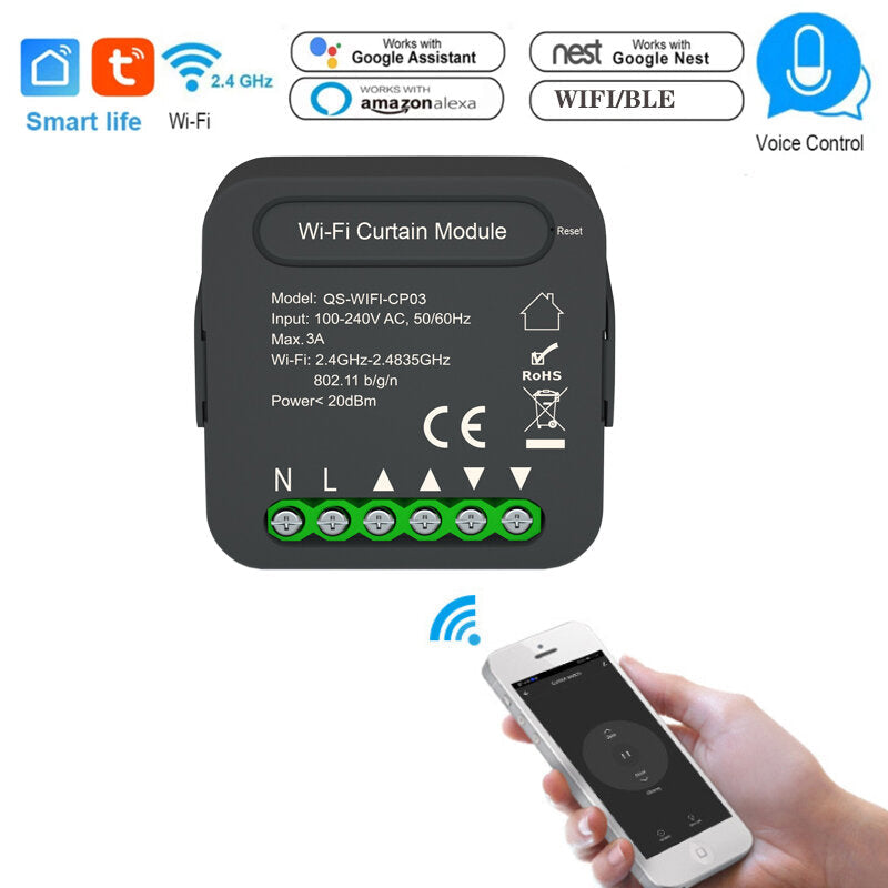 WiFi Smart Curtain Switch QS-WIFI-CP03 Remote for Electric Roller Shutte Blinds Living the 240V 3A