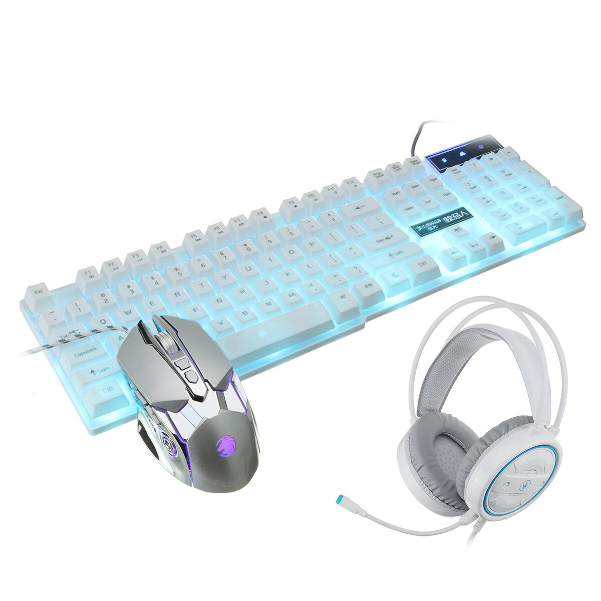104-Key Waterproof Wired Mechanical Keyboard Headphones Mice Combo With Mic RGB Gaming Set