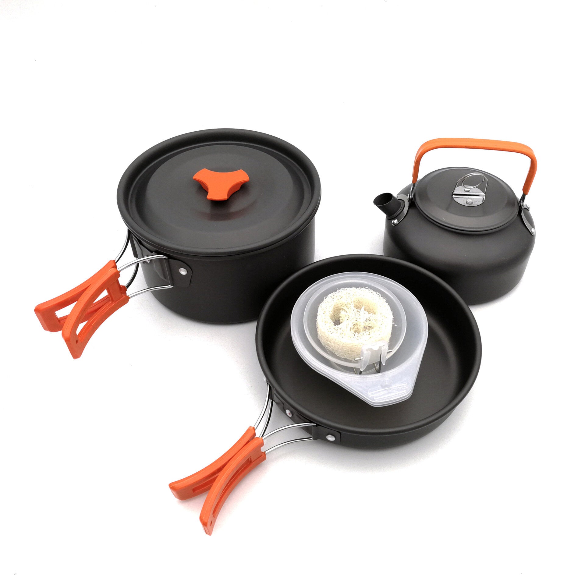 10 PCS 2-3 Person Camping Cookware Set Outdoor Tableware Kit With 800ML Teapot/Cooking Pot/Frying Pan