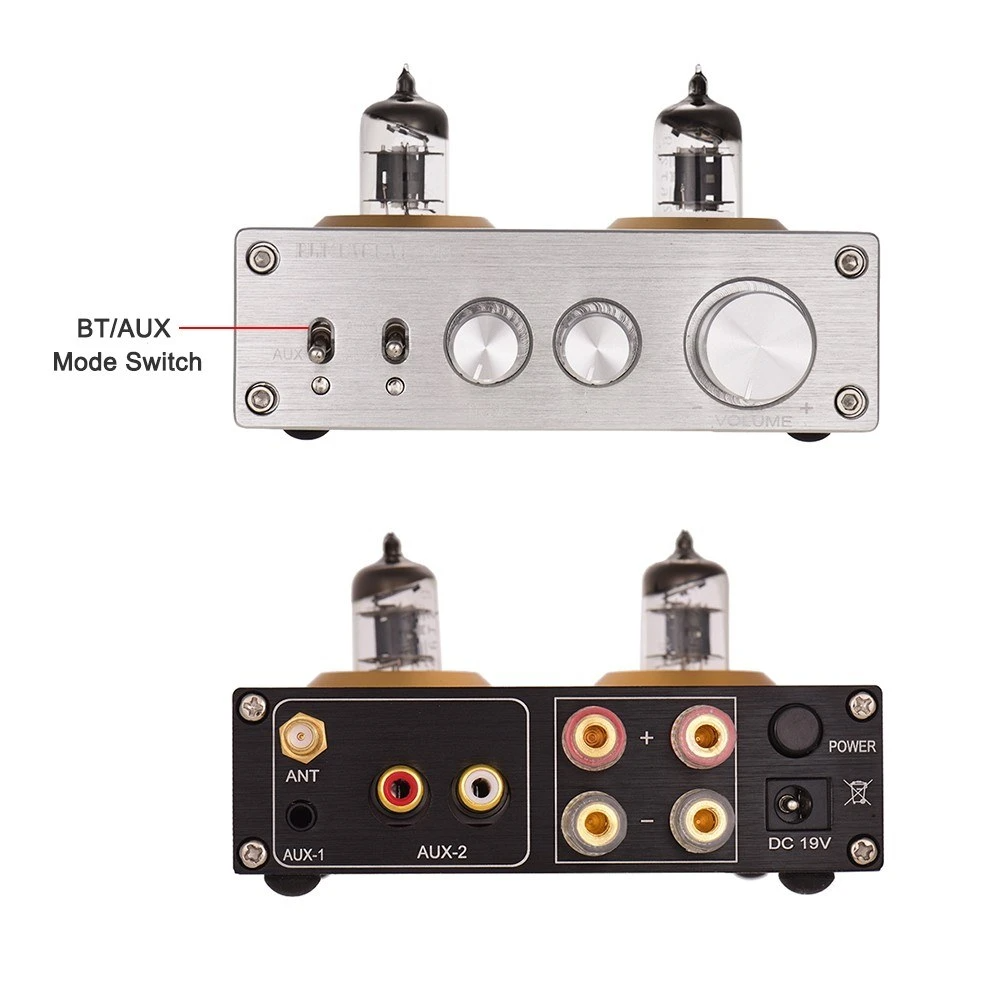 Mini Hi-Fi Digital Audio Power Amplifier Stereo Amp with Dual 6J2 Vacuum Tubes 100W(50W*2)