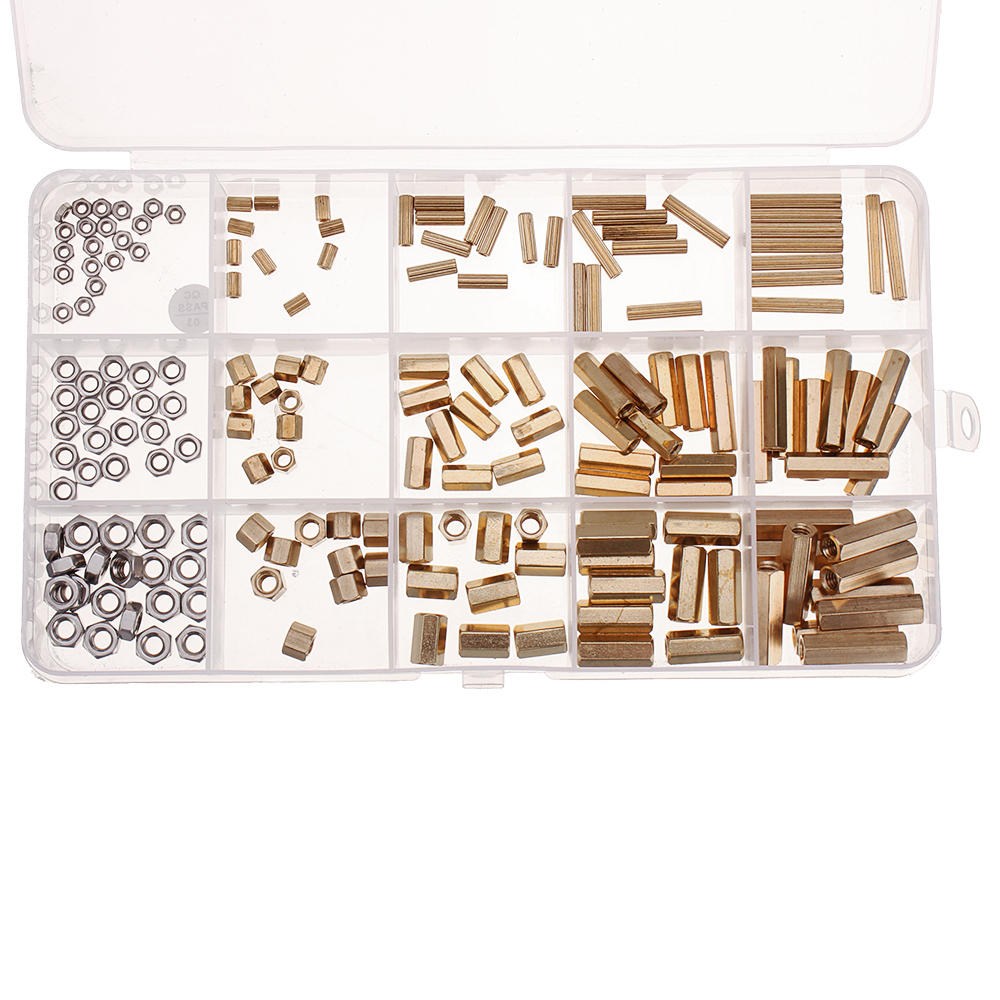 360Pcs M2/M3/M4 Male-Female Female-Female Knurled Brass Round Thread Hex Column Standoff Support Spacer Pillar for PCB Board