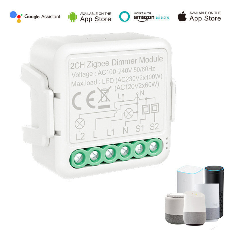 Dimmer Smart Switch Module Controller 2 Way/2CH Remote Control Smart Light Switch Relay Google Assistant Alexa