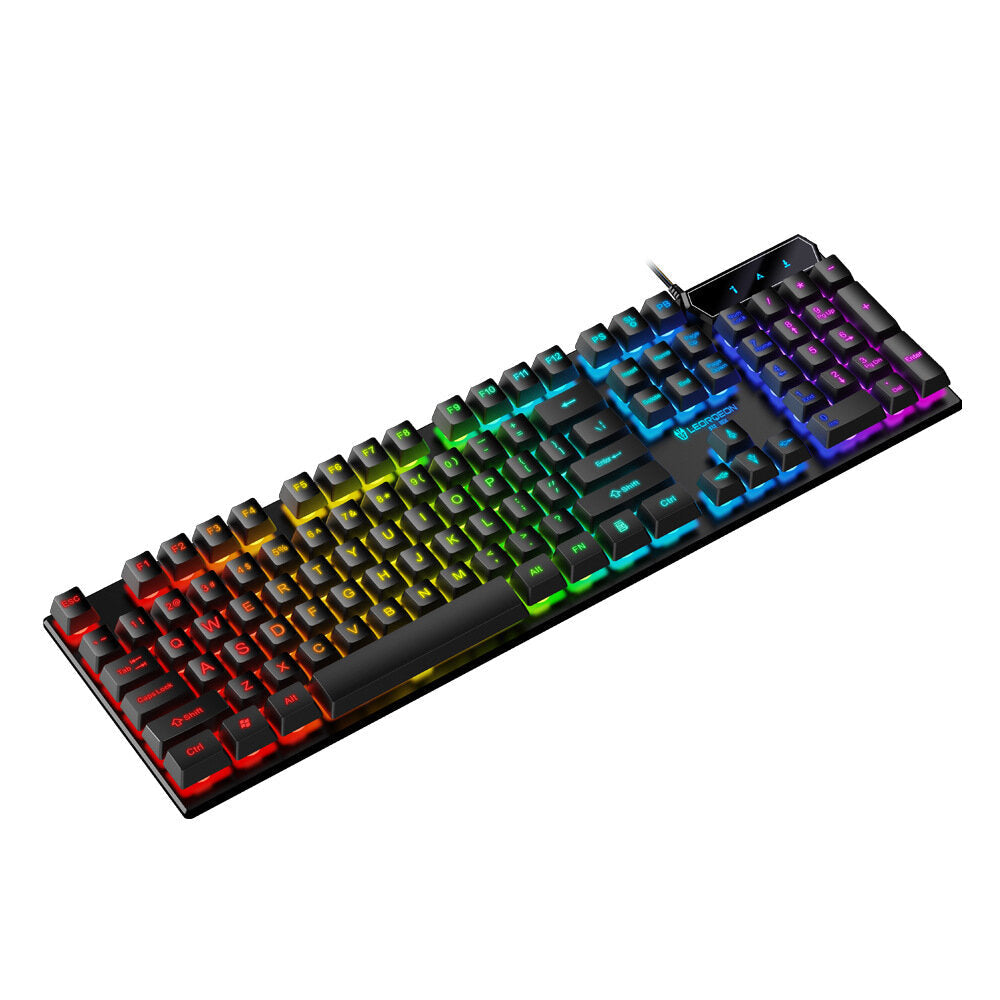 Keyboard 104 Keys Translucent ABS Keycaps Rainbow Colorful Backlit Waterproof USB Wired Gaming Keyboard for PC Computer Gamer