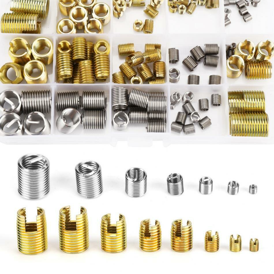 116Pcs Self-tapping Thread Slotted Sheath and Wire Threaded Jacket Combination Thread Repair Assortment Kit M3-M12