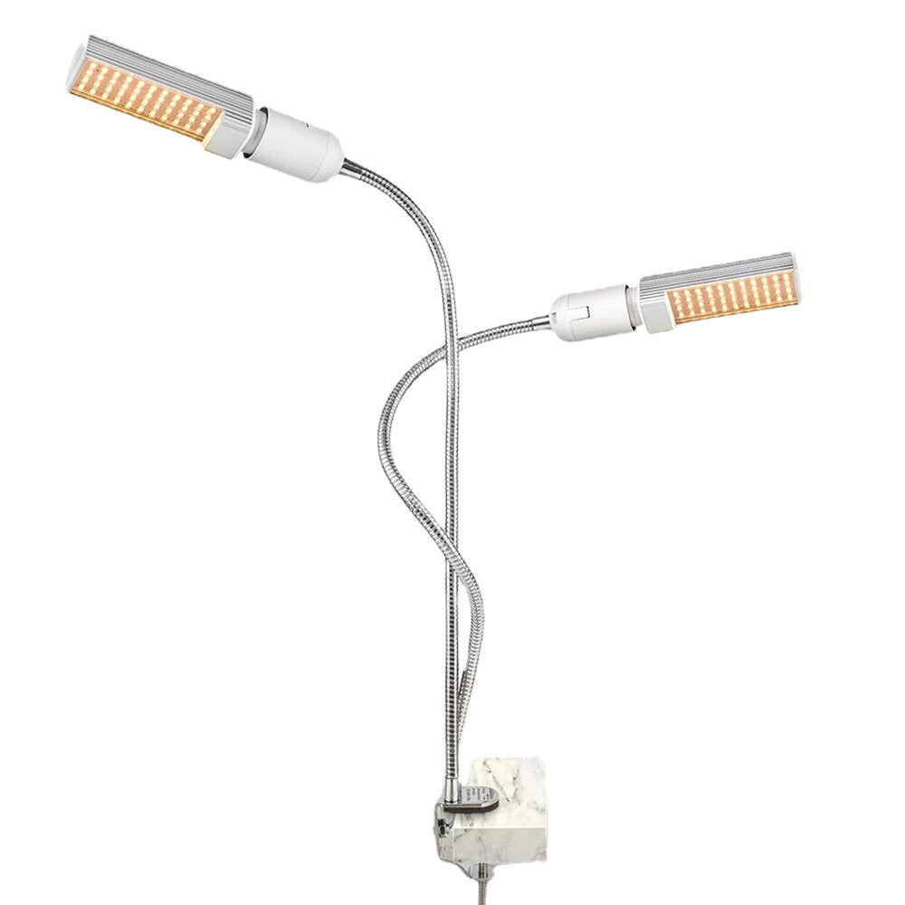 LED Grow Lights Plant Light Full Spectrum Yellow Light LED Growth and Flowering Double Head Gooseneck Hose Double Head Stainless Steel