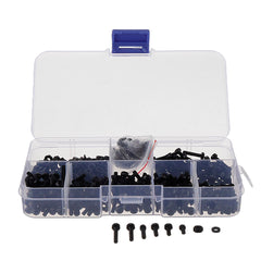 500Pcs M2.5 Nylon Screw Bolt Black Round Cross Screw Hex Nut Spacer Nylon PCB Assortment