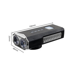 2-in-1 400LM 2xT6 Bike Light 3 Modes Adjustable USB Charging Bicycle Front Lamp 6 Modes 120dB Horn with Mount Holder