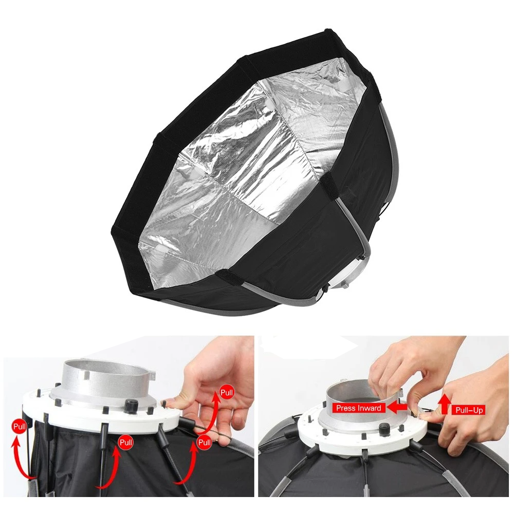 55cm Foldable 8-Pole Octagon Softbox with Soft Cloth Carrying Bag Bowens Mount for Studio Strobe Flash Light