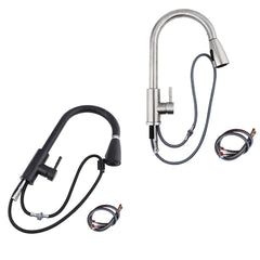 Electroplating Process Kitchen Sink Pull Out Faucet Hot and Cold Water Tap With 2 Stainless Steel Hose
