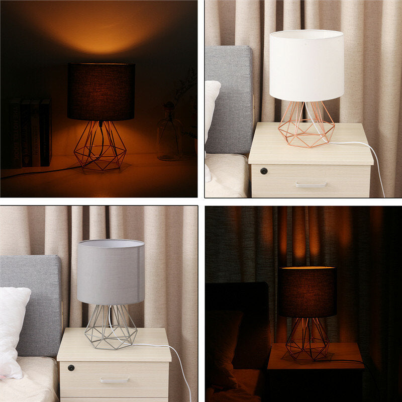 Hollowed Out Modern Living-room Bedroom Bedside Table Lamp Desk Lamp With Shade
