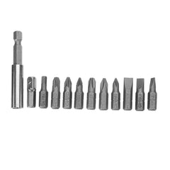 10pcs Hex Flat Head Cross Spanner PZ Screwdriver Bit Set With Adapter and Extension Holder